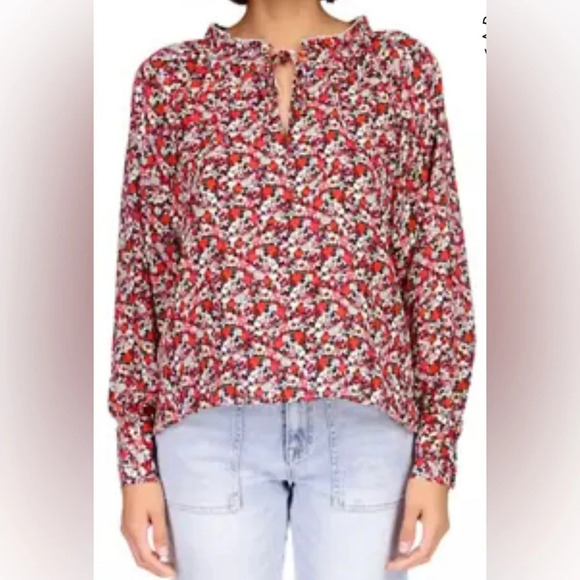 Sanctuary Floral Peasant Top Blouse-Red, Pink & White-Women’s 1X-Cottagecore-NEW - Picture 1 of 13